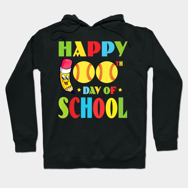 100 Days Of School Softball Player Hoodie by Magic Ball